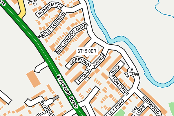 ST15 0ER map - OS OpenMap – Local (Ordnance Survey)