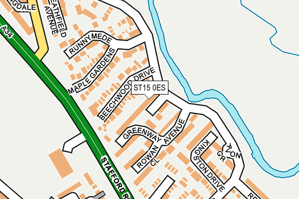 ST15 0ES map - OS OpenMap – Local (Ordnance Survey)