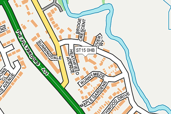 ST15 0HB map - OS OpenMap – Local (Ordnance Survey)
