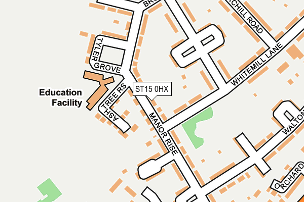 ST15 0HX map - OS OpenMap – Local (Ordnance Survey)