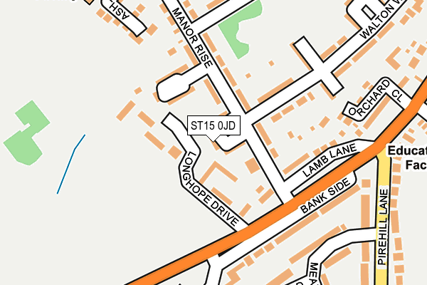 ST15 0JD map - OS OpenMap – Local (Ordnance Survey)