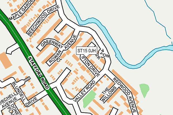 ST15 0JH map - OS OpenMap – Local (Ordnance Survey)