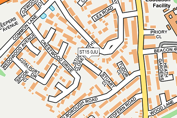 ST15 0JU map - OS OpenMap – Local (Ordnance Survey)