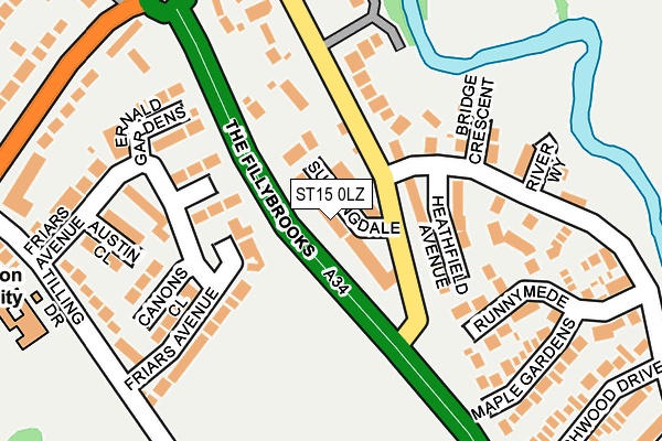 ST15 0LZ map - OS OpenMap – Local (Ordnance Survey)