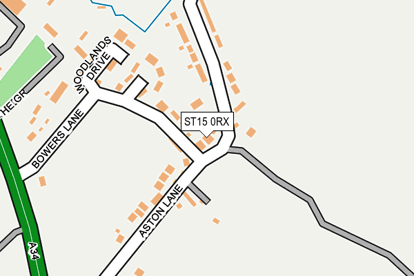 ST15 0RX map - OS OpenMap – Local (Ordnance Survey)
