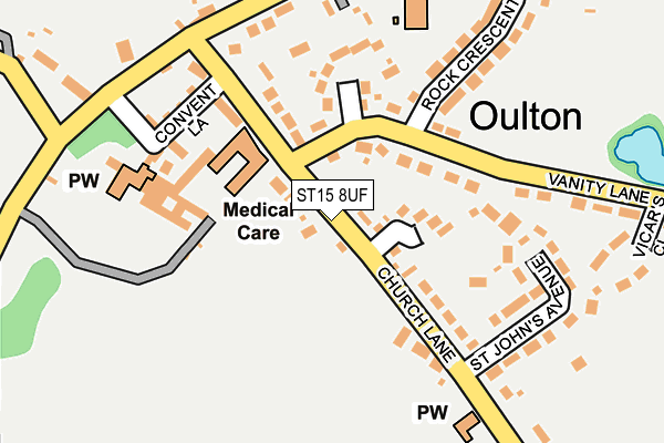 ST15 8UF map - OS OpenMap – Local (Ordnance Survey)
