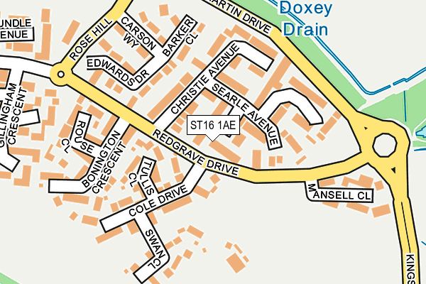 ST16 1AE map - OS OpenMap – Local (Ordnance Survey)