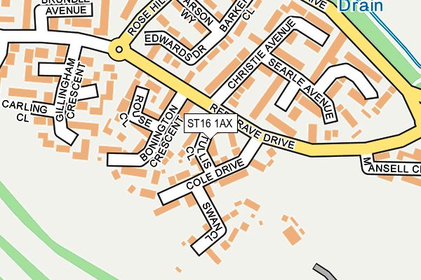ST16 1AX map - OS OpenMap – Local (Ordnance Survey)