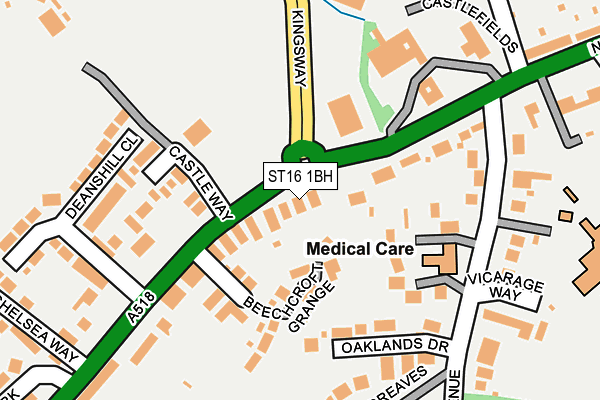 ST16 1BH map - OS OpenMap – Local (Ordnance Survey)