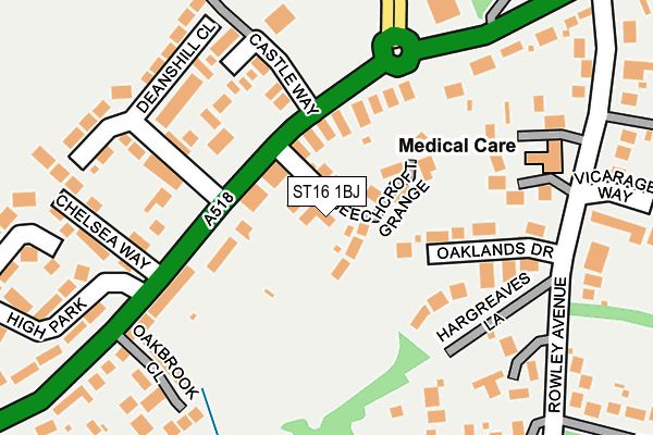 ST16 1BJ map - OS OpenMap – Local (Ordnance Survey)