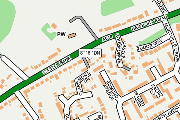 ST16 1DN map - OS OpenMap – Local (Ordnance Survey)