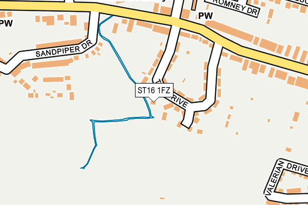 ST16 1FZ map - OS OpenMap – Local (Ordnance Survey)