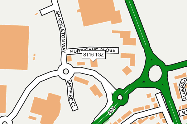 ST16 1GZ map - OS OpenMap – Local (Ordnance Survey)