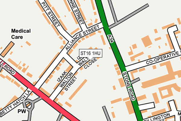 ST16 1HU map - OS OpenMap – Local (Ordnance Survey)