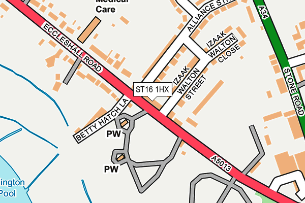ST16 1HX map - OS OpenMap – Local (Ordnance Survey)