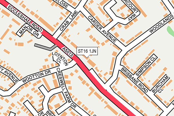 ST16 1JN map - OS OpenMap – Local (Ordnance Survey)