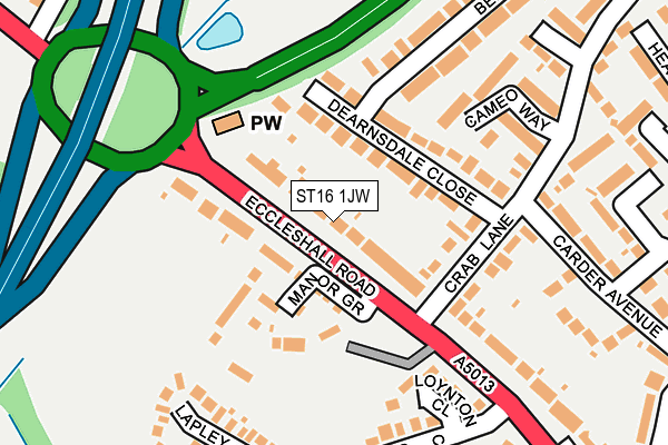 ST16 1JW map - OS OpenMap – Local (Ordnance Survey)
