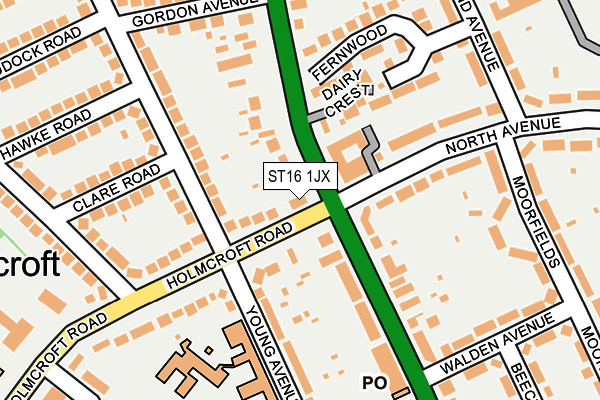 ST16 1JX map - OS OpenMap – Local (Ordnance Survey)