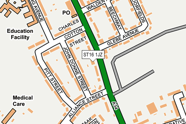 ST16 1JZ map - OS OpenMap – Local (Ordnance Survey)