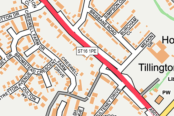 ST16 1PE map - OS OpenMap – Local (Ordnance Survey)