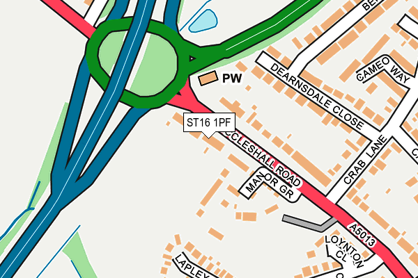 ST16 1PF map - OS OpenMap – Local (Ordnance Survey)