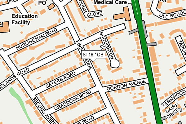 ST16 1QB map - OS OpenMap – Local (Ordnance Survey)