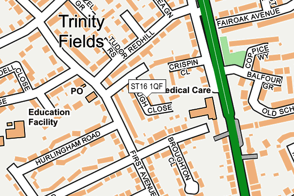 ST16 1QF map - OS OpenMap – Local (Ordnance Survey)