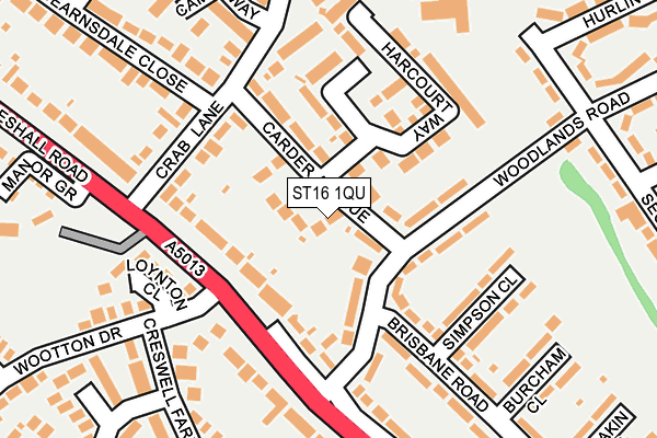 ST16 1QU map - OS OpenMap – Local (Ordnance Survey)