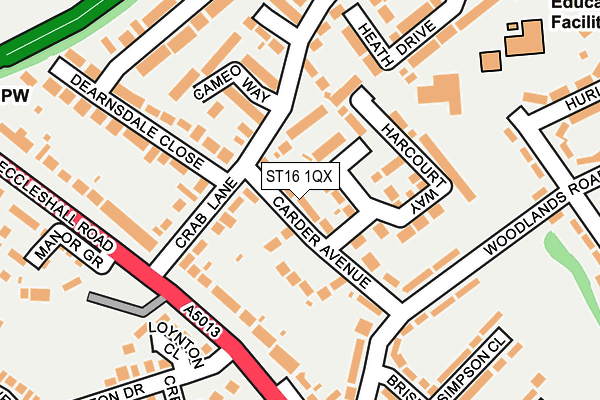 ST16 1QX map - OS OpenMap – Local (Ordnance Survey)