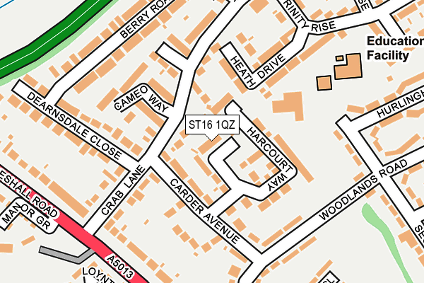 ST16 1QZ map - OS OpenMap – Local (Ordnance Survey)