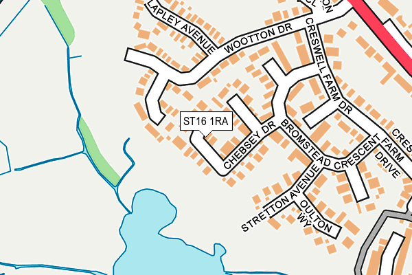 ST16 1RA map - OS OpenMap – Local (Ordnance Survey)
