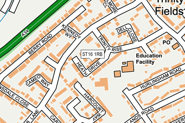ST16 1RB map - OS OpenMap – Local (Ordnance Survey)