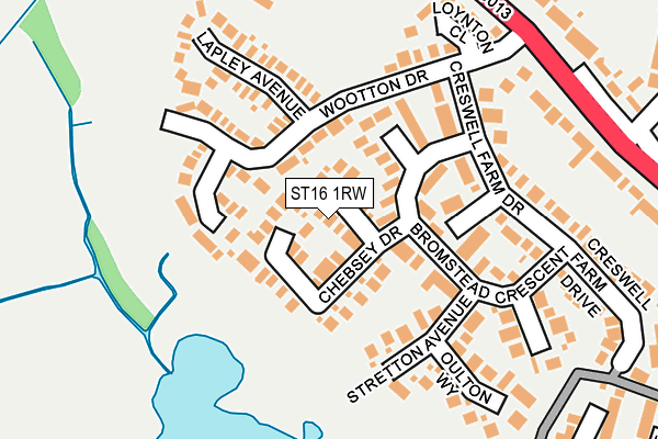 ST16 1RW map - OS OpenMap – Local (Ordnance Survey)