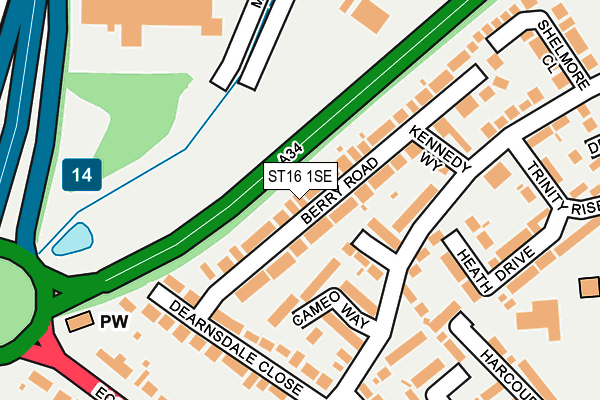 ST16 1SE map - OS OpenMap – Local (Ordnance Survey)