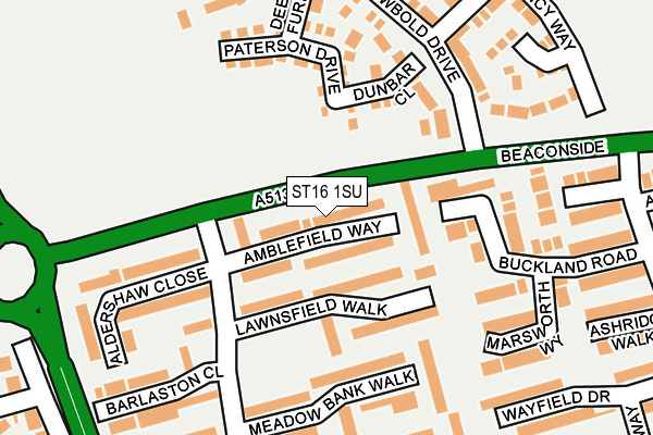 ST16 1SU map - OS OpenMap – Local (Ordnance Survey)