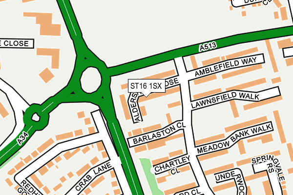 ST16 1SX map - OS OpenMap – Local (Ordnance Survey)
