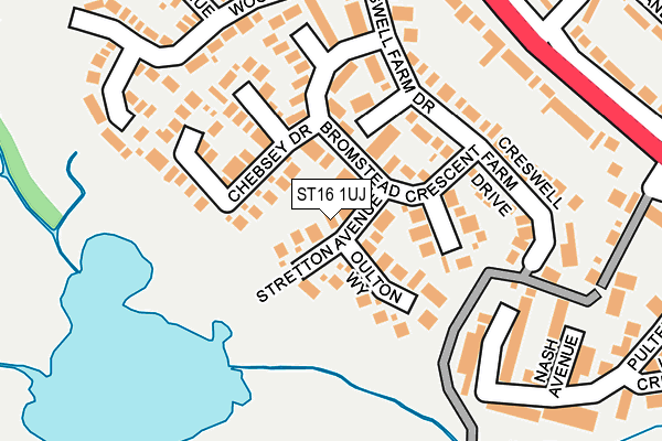 ST16 1UJ map - OS OpenMap – Local (Ordnance Survey)