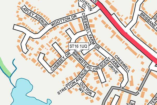 ST16 1UQ map - OS OpenMap – Local (Ordnance Survey)