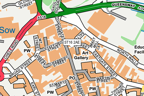 ST16 2AE map - OS OpenMap – Local (Ordnance Survey)