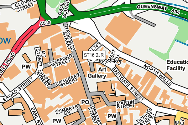 ST16 2JR map - OS OpenMap – Local (Ordnance Survey)