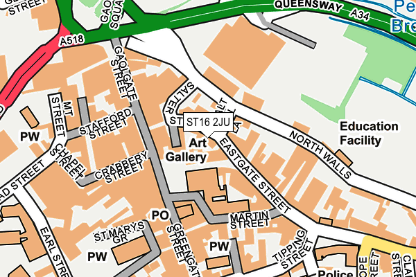 ST16 2JU map - OS OpenMap – Local (Ordnance Survey)