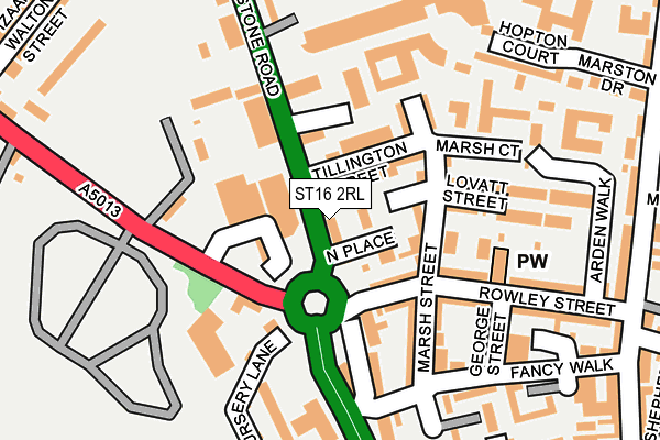 ST16 2RL map - OS OpenMap – Local (Ordnance Survey)