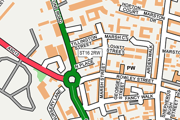 ST16 2RW map - OS OpenMap – Local (Ordnance Survey)