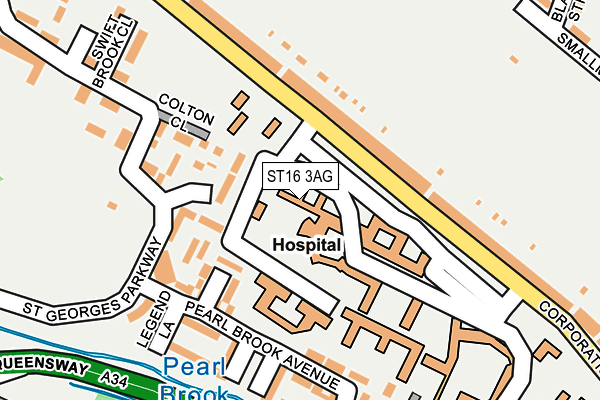 ST16 3AG map - OS OpenMap – Local (Ordnance Survey)