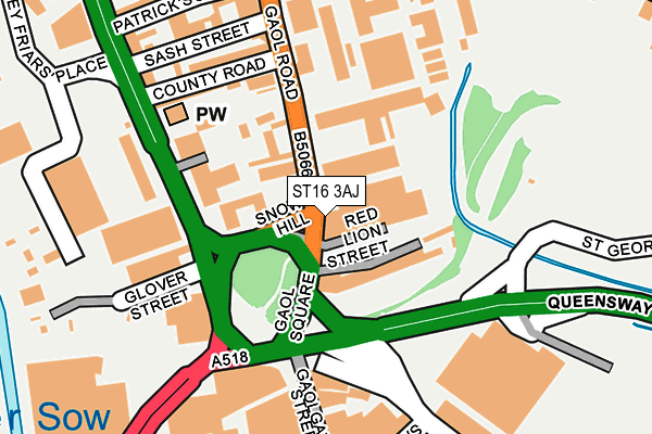 ST16 3AJ map - OS OpenMap – Local (Ordnance Survey)