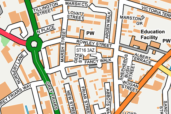 ST16 3AZ map - OS OpenMap – Local (Ordnance Survey)