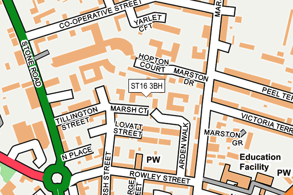 ST16 3BH map - OS OpenMap – Local (Ordnance Survey)