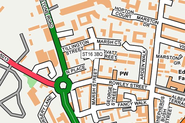 ST16 3BQ map - OS OpenMap – Local (Ordnance Survey)