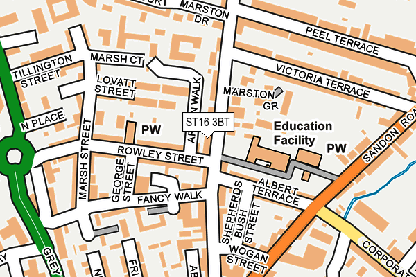 ST16 3BT map - OS OpenMap – Local (Ordnance Survey)