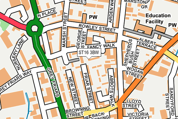 ST16 3BW map - OS OpenMap – Local (Ordnance Survey)